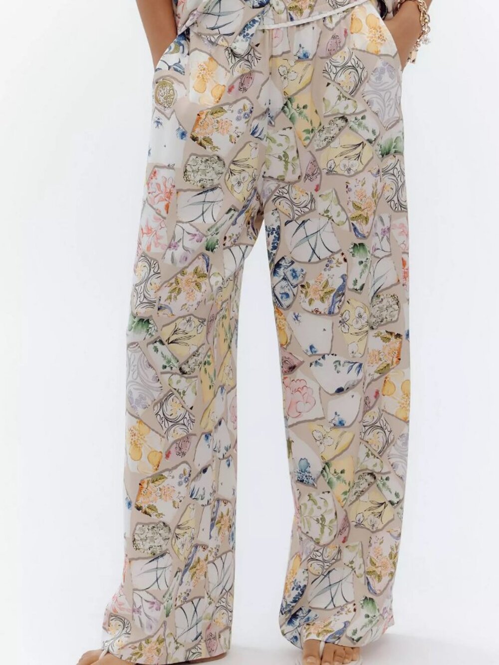 Maeve Brooklin Printed Satiny Pull On Pants